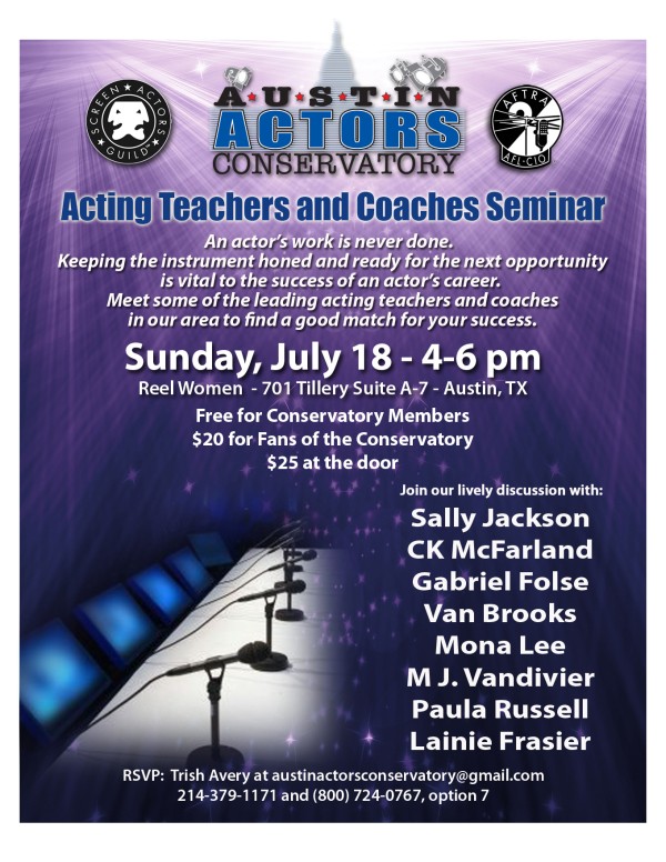 Acting Coaches Seminar Poster Austin Acting Teachers and Coaches Seminar
